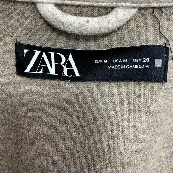 ZARA Cropped Wool-Blend Jacket — Tan Minimalist Neutral — Size Medium - Picture 11 of 11